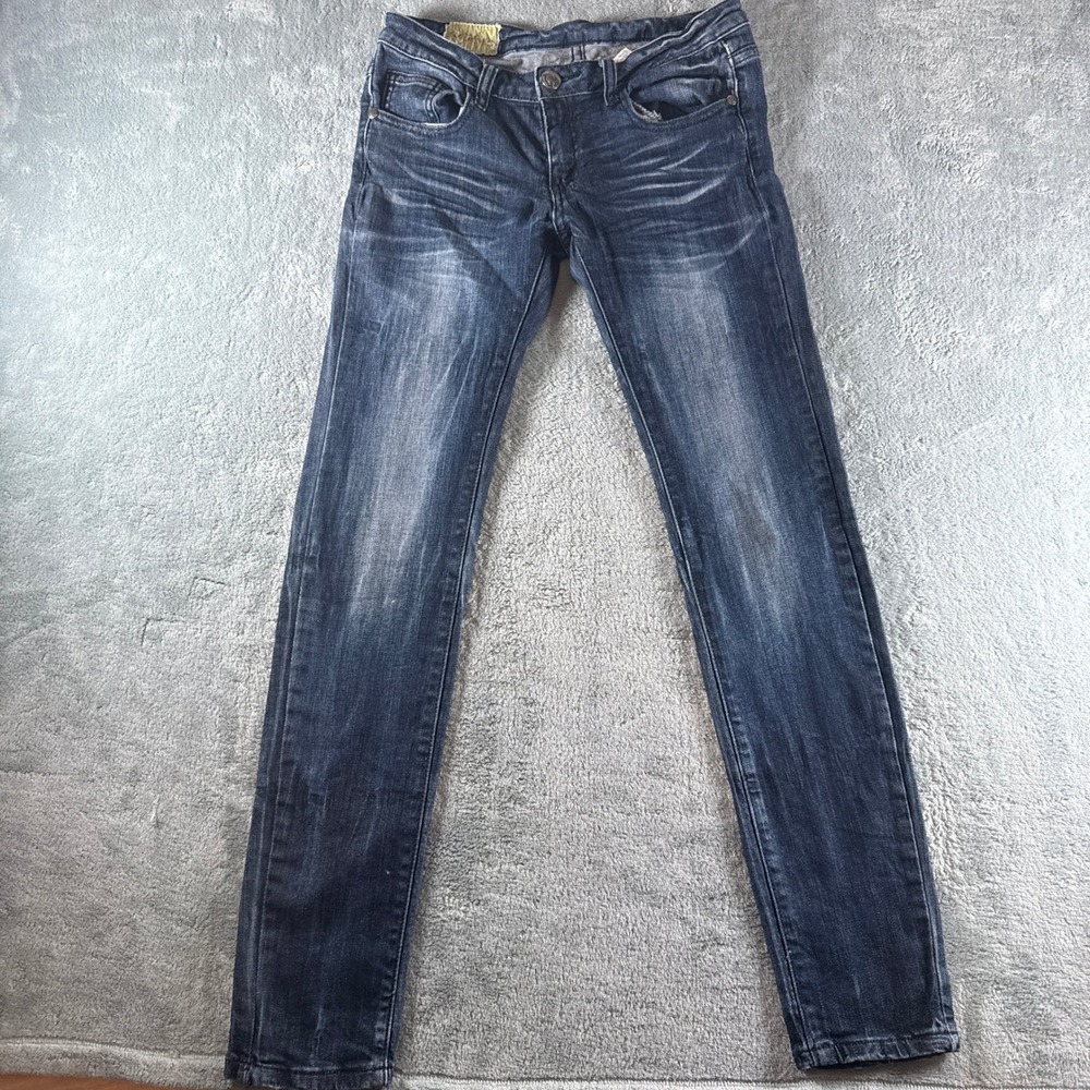 Machine Nouvelle Mode Skinny Jeans Dark Wash Whiskered Denim Size‎ 30/44